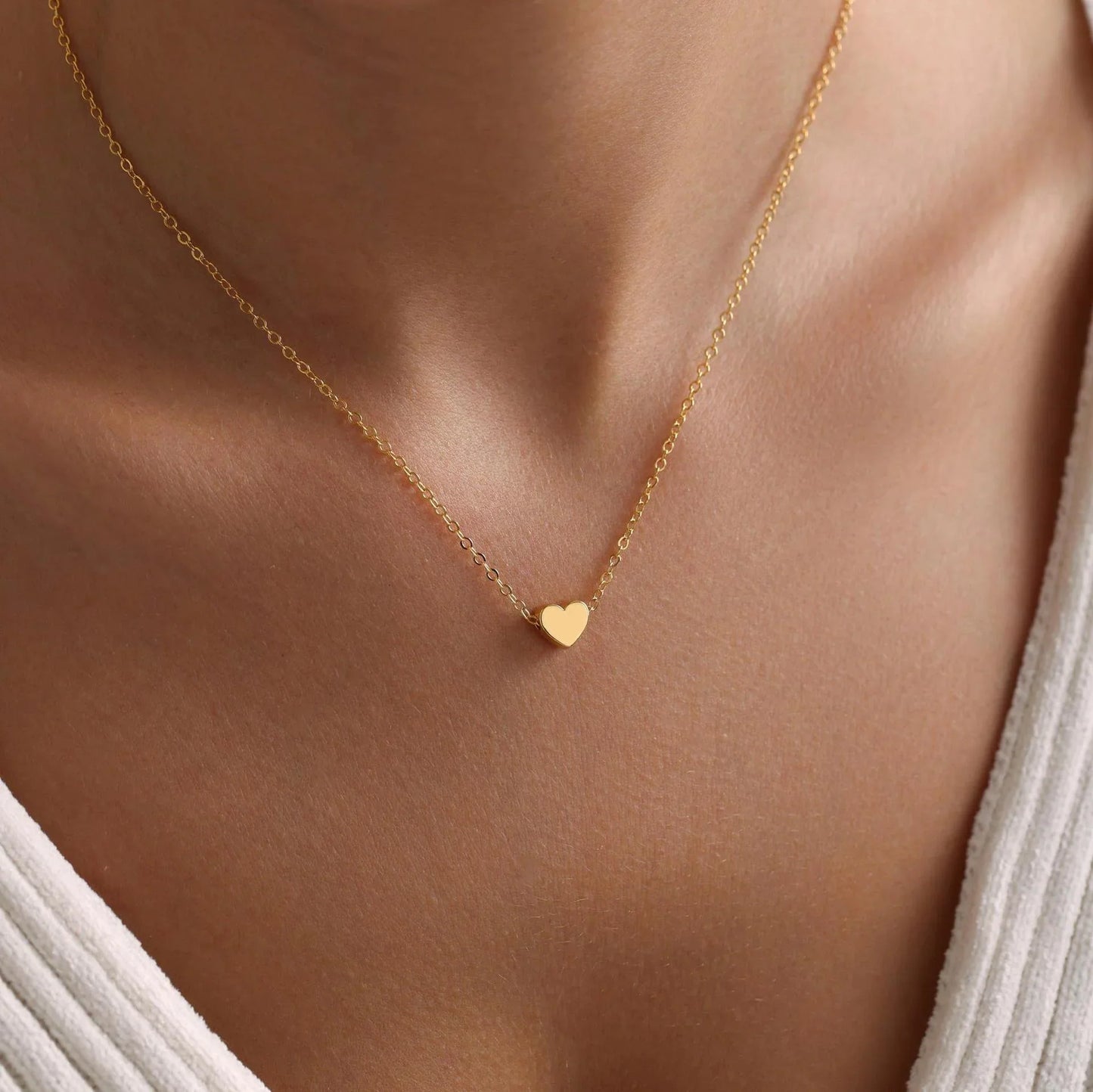LUXUKISSKIDS Fashion Collier Simple Heart Girls Pendant Necklace Small Love Shape Stainless Steel Hearts Clavicle Choker Jewelry
