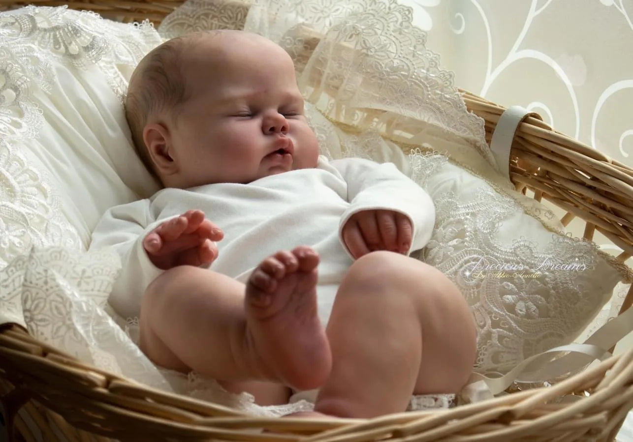 19 Inch Pickle Boy Reborn Toddler Doll Lifelike Sleeping Figure Soft Cloth Body Hand-Painted Hair Cuddly Baby Toy for Collectors