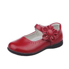 Girls Princess Leather Shoes For Black Kids Dress Sheos Red Sandals Flowers