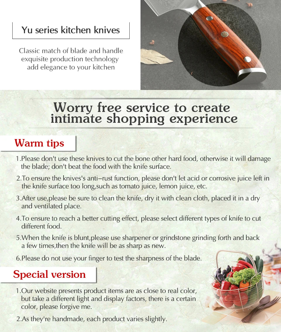 1-10 PCS Kitchen Knife 67 Layers Damascus Steel Chef Slicing Utility Paring Knife