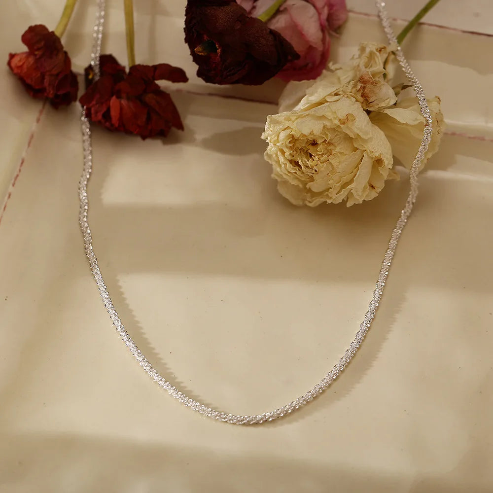 Silver Color Sparkling Necklace For Women Trendy Clavicle Chain Choker Girls Korean