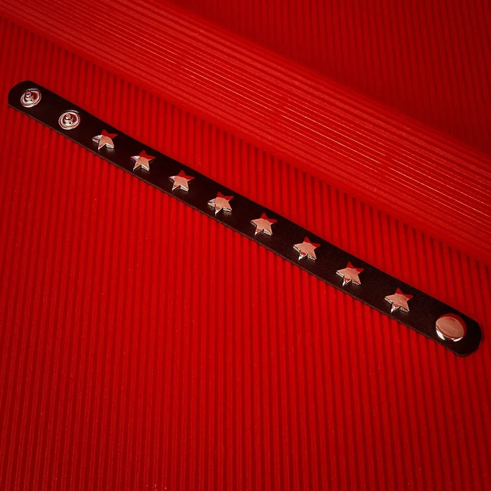 Punk Hip Hop Rock PU Leather Bracelet Unisex Trendy Chain Skull Pentagram Rivet Bracelet Party Jewelry Accessories