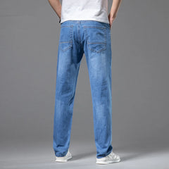 Straight Loose Lightweight Stretch Jeans Classic Style Business