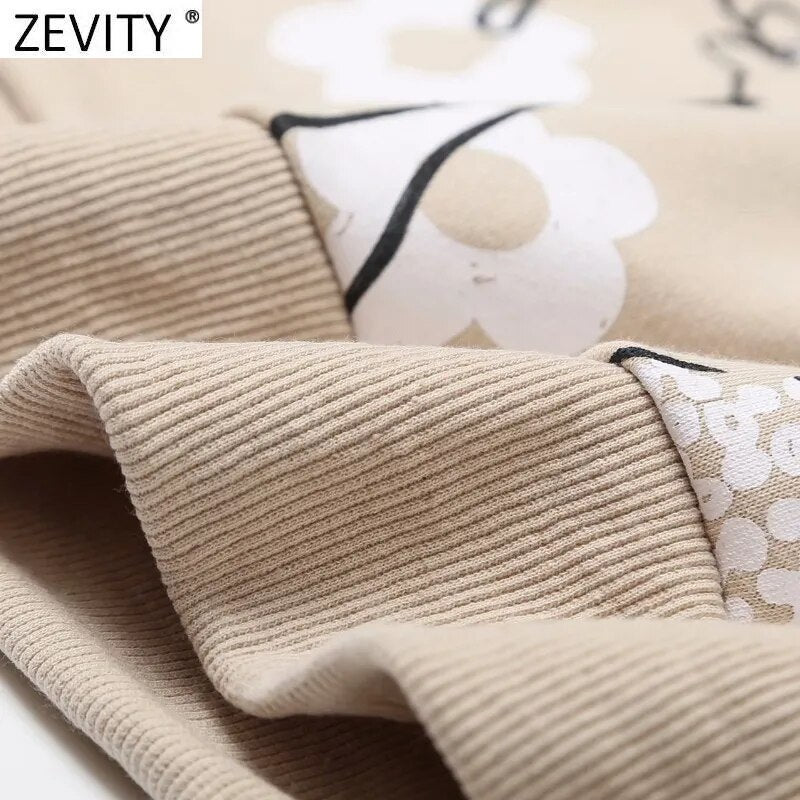 Women Fashion Beauty Girls Print Casual Sweatshirts Female Basic O Neck Knitted Hoodies