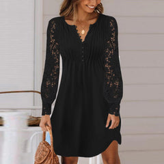 XXL 3XL Plus Size Lace Lady Long Sleeved Dress Women Clothing Spring Winter Large