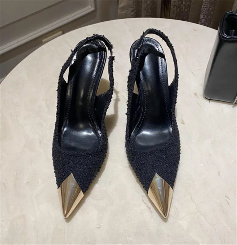 style Women Shoes Ladies High Heels shoes metal pointed shoes