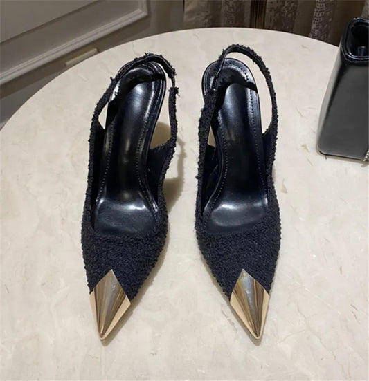 style Women Shoes Ladies High Heels shoes metal pointed shoes