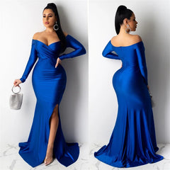 Evening wear Dresses: Off the Shoulder Slash Neck Formal Occasion Dresses Women