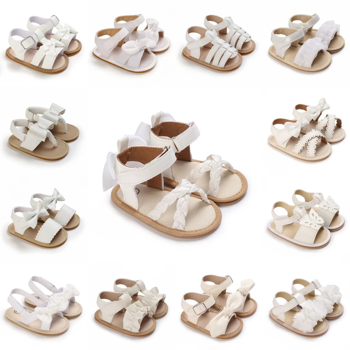 Cute Pre School Summer Sandals White Baptist Princess Casual Soft