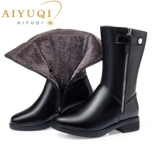 Winter boots women Black Shoes Booties Winter Genuine Leather