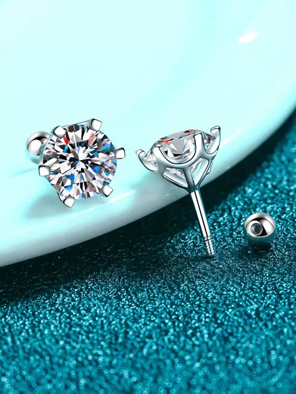 Moissanite Screw Stud Earrings D Color 925 Sterling Silver 6 Prong Diamond Earrings For Women Wedding Fine Jewelry