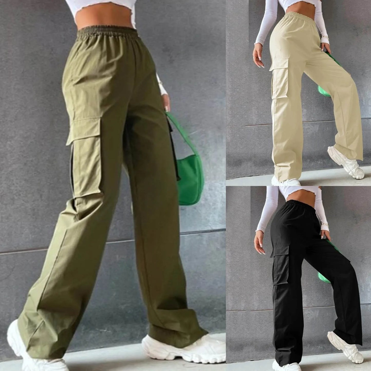 Young Girls Casul Pants Women Straight Wide Leg Trousers