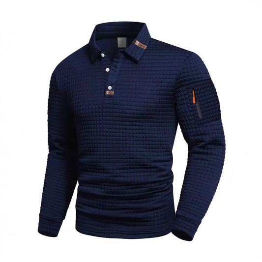 Men's New Autumn-Winter Solid-Color Checkered Patchwork Armless True Pocket Fashionable High-Quality Daily POLO Shirt Top