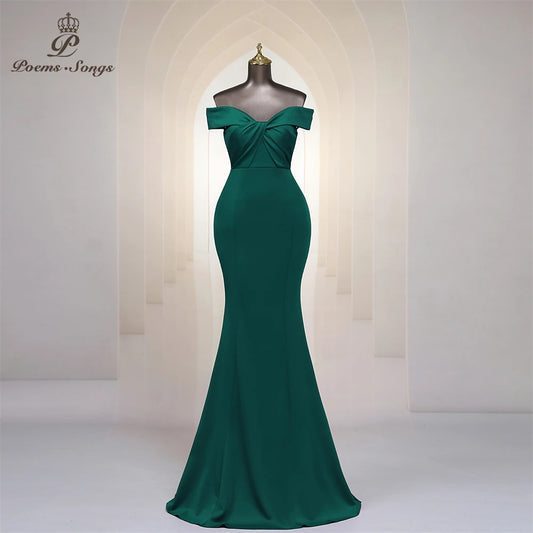 GreenTrumpet Evening Dress Long Mermaid Criss Cross Off Shoulder