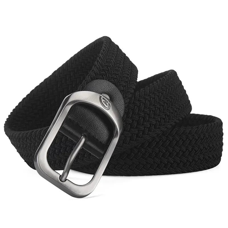 Unisex Woven Elastic Belt Men Luxury Women Belt Designer Men Alloy Pin Buckle Waist Straps Belts No Hole Cinturones Luxury Mujer