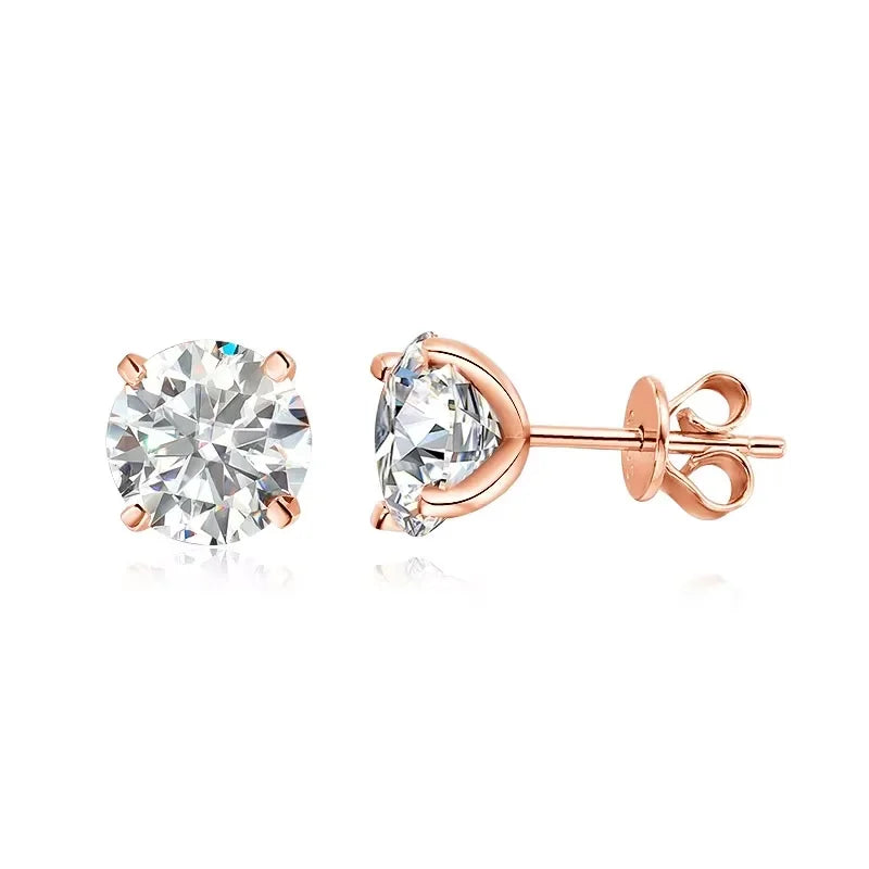 Smyoue 18K Plated 0.1-3CT Moissanite Stud Earrings for Women Men Sparkling Classic Bridal Jewelry 925 Silver Rose Gold Earring