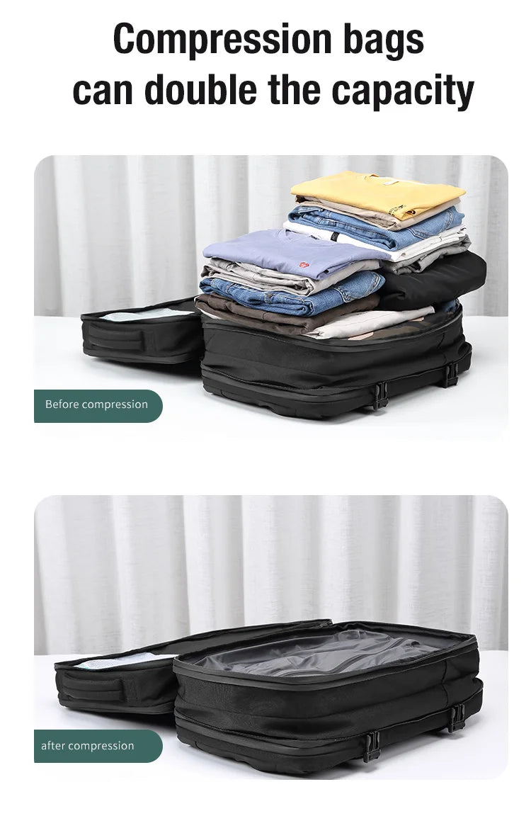 Travel Men Expanded Laptop Backpack vacuum compression hiking Backpack USB charging Business Large Capacity Backpack For Pumps