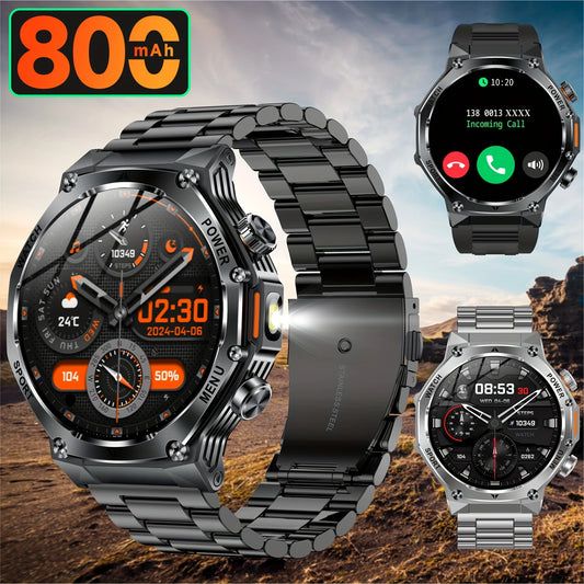 Rugged Outdoor Sports AK82 Smartwatch 1.85" HD Touchscreen 800mAh Long Battery Life Fitness Tracker Calorie Distance Smart Watch