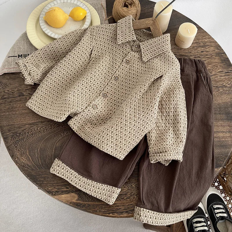 Boys Clothes Sets Spring Autumn 2025 Children Fashion Shirts Pants 2pcs Party Suit For Baby Tops Trousers Outfits Kids Tracksuit