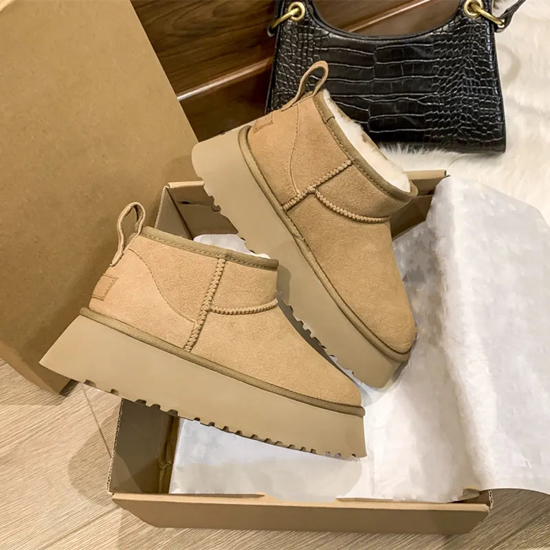 Sheepskin Wool Comprehensive Anti-skid Snow Boots Women's Mini Short Boots