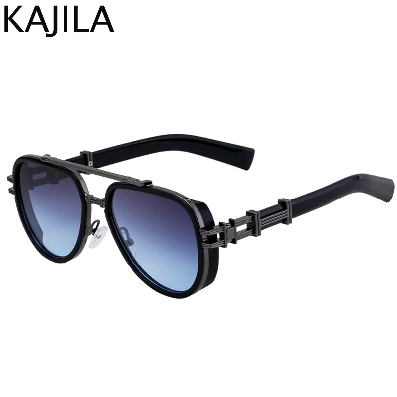 Sunglasses Men Brand Oval Metal Frame Steampunk Sunglasses
