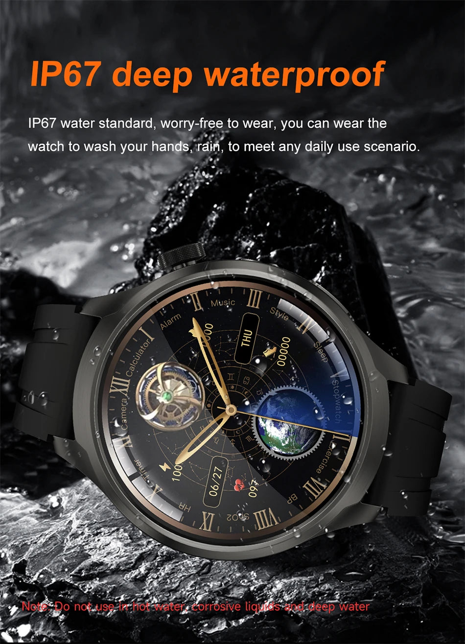 BOXUXING 1.85-inch Smart Watch Men Sport Waterproof Fitness Heart Rate Watches Compass GPS Track NFC Bluetooth Call Smartwatch