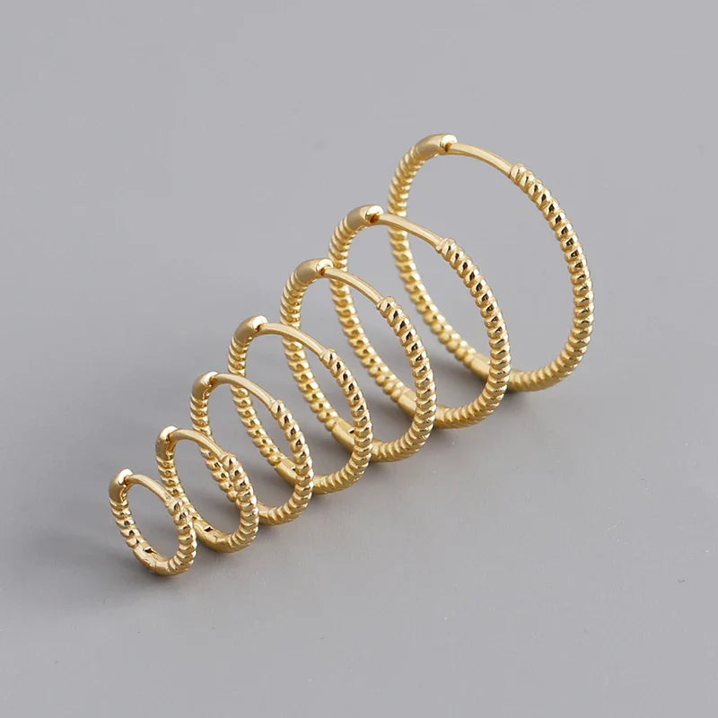 WANTME 925 Sterling Silver Fashion Piercing Charm Twist Huggies Hoop Earrings for Women Rock Gothic Unisex Jewelry Ear Buckles