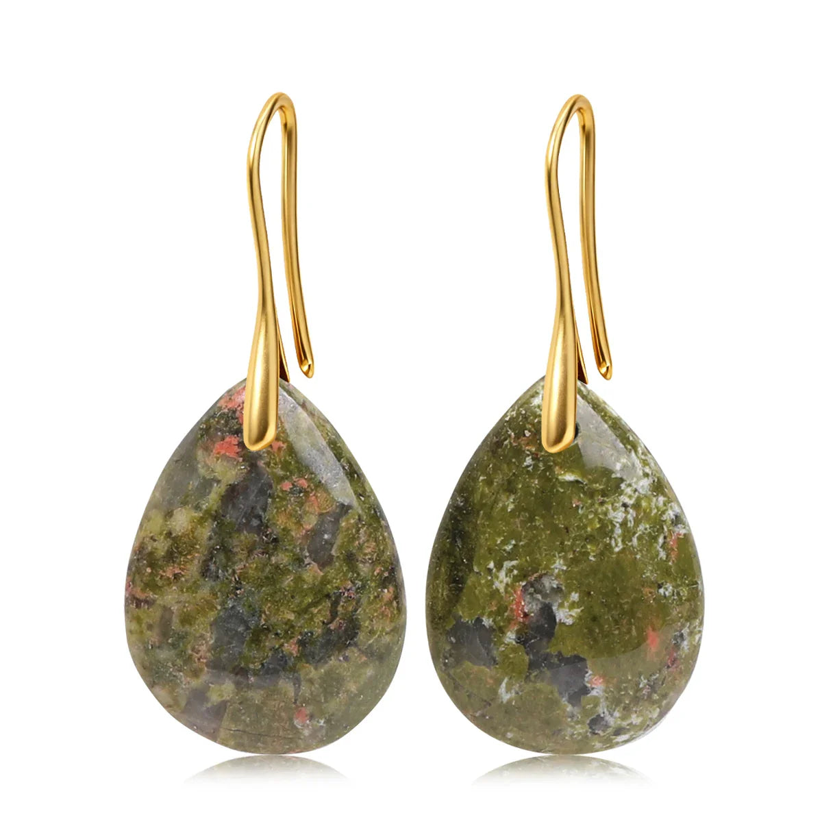 Natural Stone Pendant Women's Teardrop Earrings Elegant Gem Jewelry Creative Gift Black Obsidian Amethyst Rose Quartz Earrings