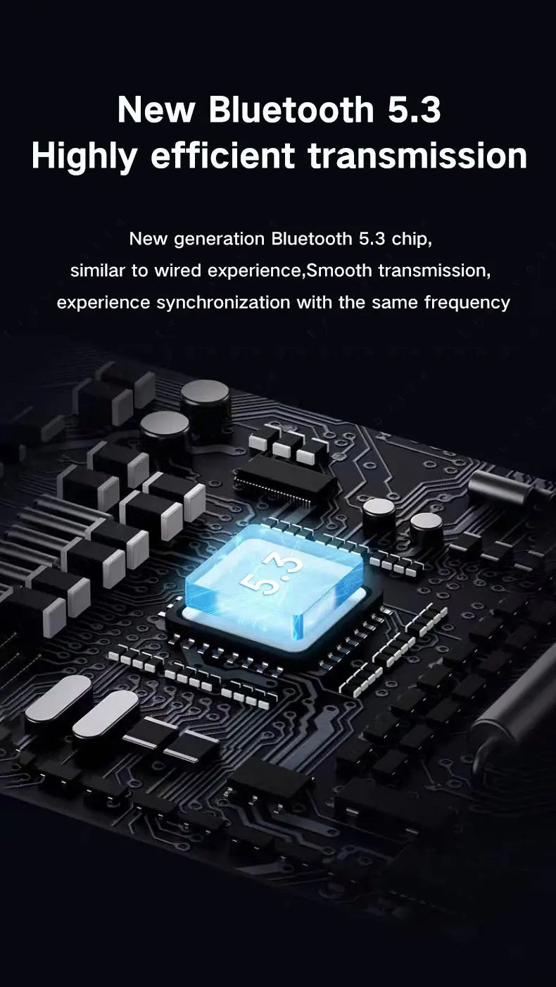 Fineblue F580 Lavalier Wireless Headphones Bluetooth 5.3 Headphones with Microphone Power Display Earbud Noise Interference Free