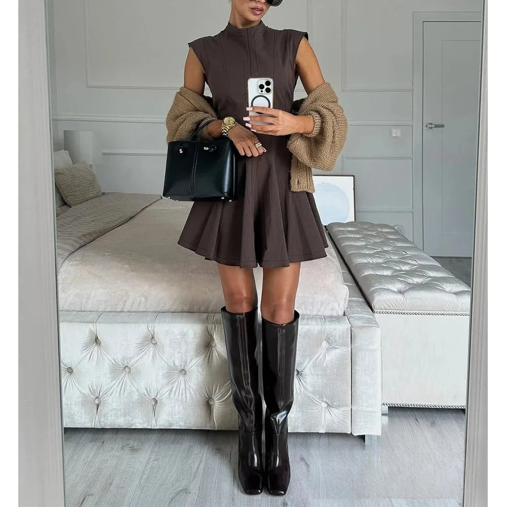 KONDALA Sexy Ruffles Mini Party Dress Women Sleeveless A-Line Chic Evening Club Dress Fashion 2025 Y2K Girl Street Vestidos