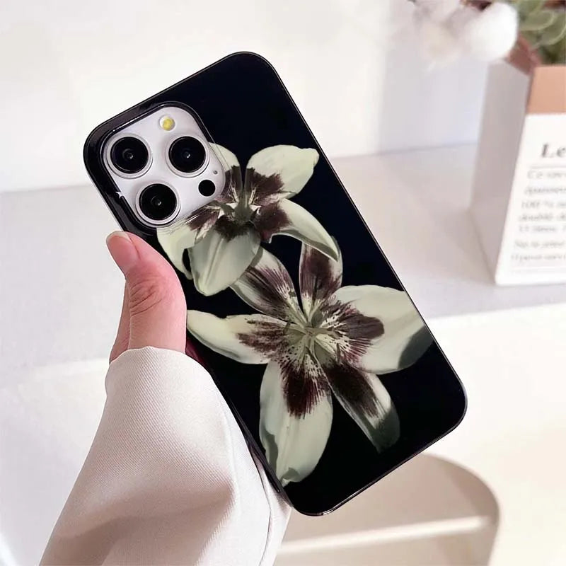 Lily Orchid Flower Print Soft Phone Case For iPhone 16 17 15 14 13 12 11 Pro Max XS X 7 8 16e 16 Plus SE 2022 Shockproof Cover