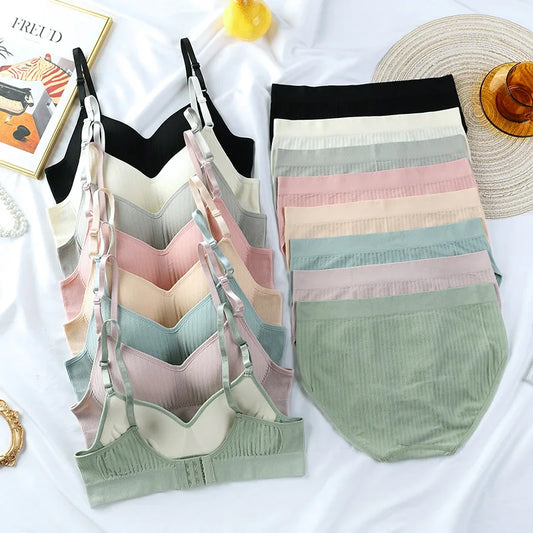 Sports Women Bra Panties Set Seamless Bra Top Set Letter Activewear Bra