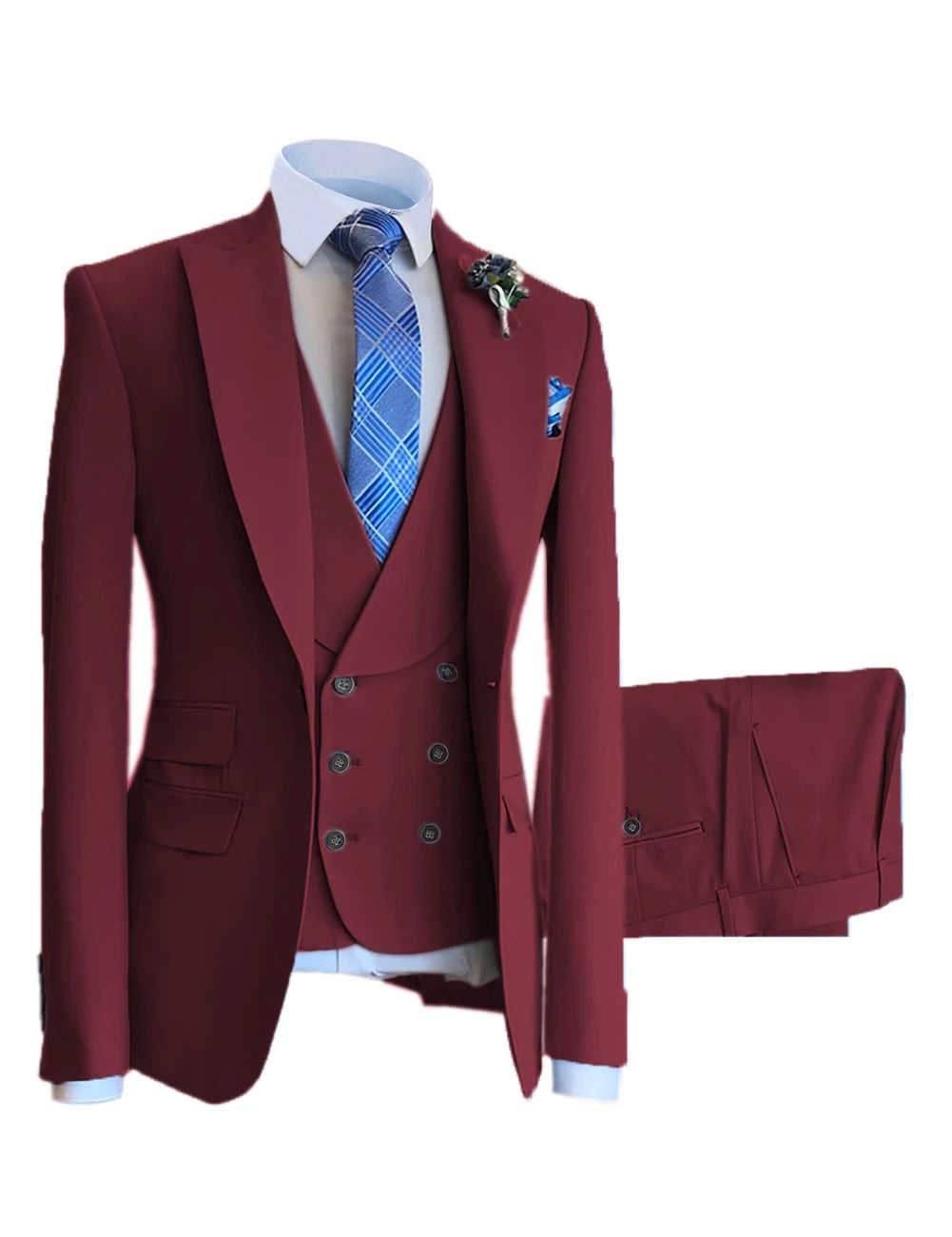 Men’s Business Suit 3-piece One Button White Meeting Party Wedding Formal