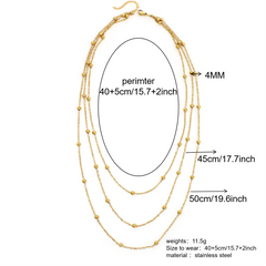 Stainless Steel Necklaces For Women Fashion Multi-Layers 18k Gold Plated Necklace