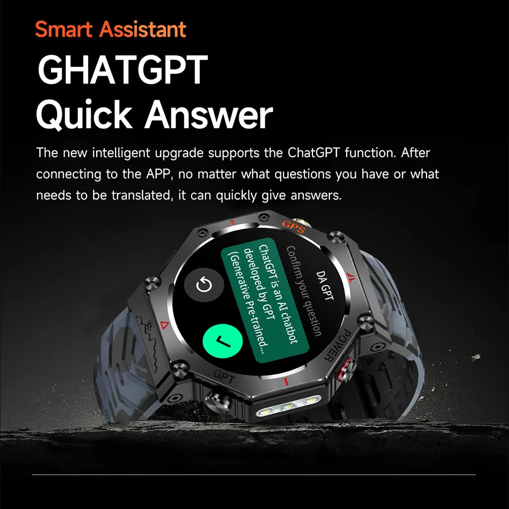 2025 For HUAIWE Military Outdoor GPS Sports Smart Watch Men 1.39" 5ATM Waterproof 530mAh ChatGPT AI Assistant Compass Smartwatch