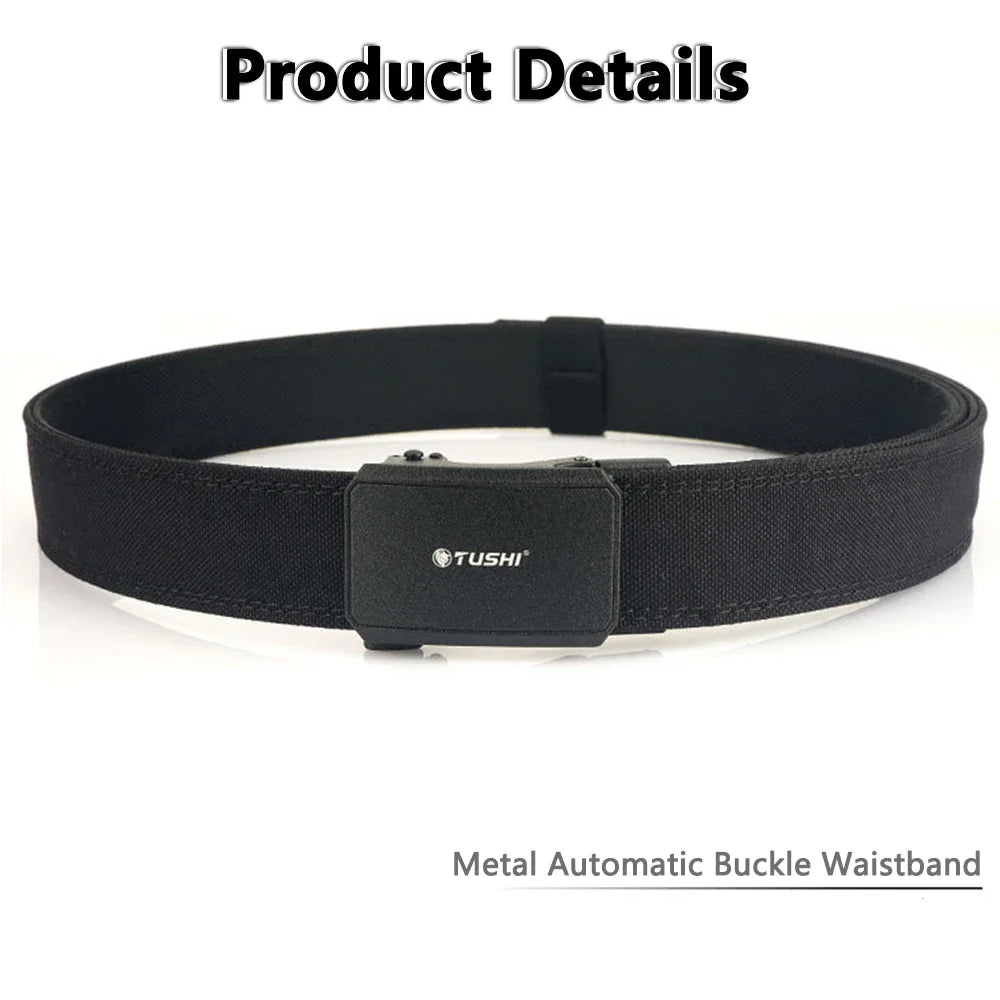 TUSHI Automatic Buckle Comfortable Nylon Military Gun Belt Outdoor Hunting Multifunctional IPSC Tactical Canvas Belt Men Belt