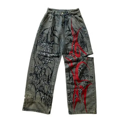 Baggy Jeans Y2K Street Fashion Hip Hop Popular Gothic Casual Joker Wide-leg Pants