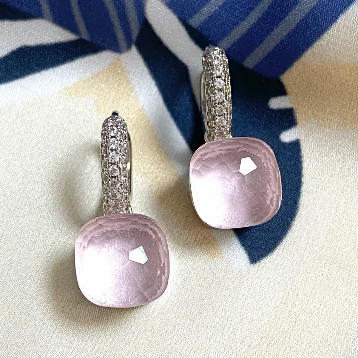 Classic Candy Color Earrings Inlay Transparent Zircon 27Colors Crystal Earrings Platinum Plated Fashion Jewelry For Women