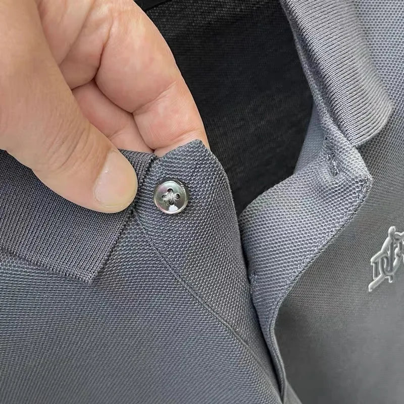 100% pure cotton high-end fashionable short sleeve summer new high-quality men's business casual polo shirt luxury brand T-shirt