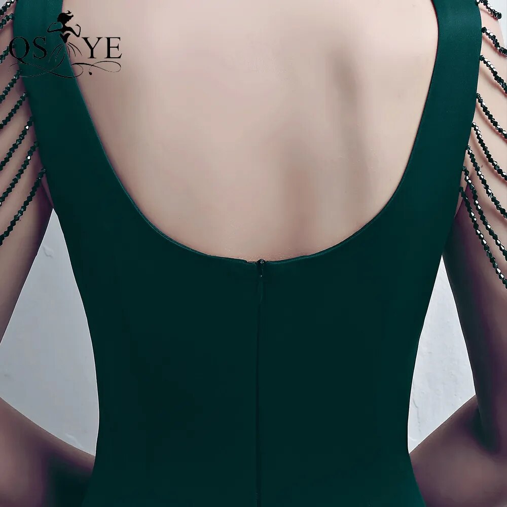 Evening wear Dresses: Straps Emerald Evening Dress V Neck Dress