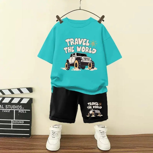 Summer Baby Boy Clothes Set Children Girls Letter Jeep Printed T-shirts and Shorts Suit Kid Short Sleeve Top Bottom 2pcs Outfits
