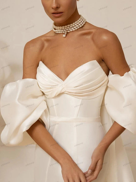 White Bridesmaid Dresses: Wedding Dresses Satin Sheath Mermaid Bridal Gowns