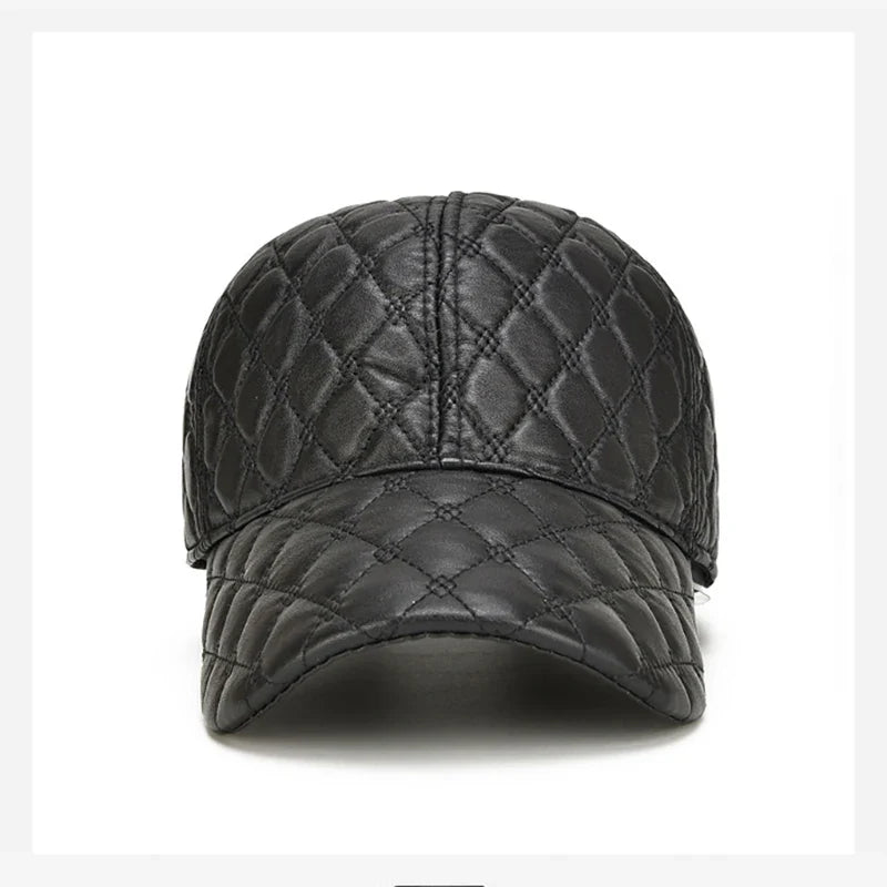 2026 Spring Genuine Sheepskin Leather 55-61CM Black Baseball Caps For Man Casual Street Gf Gorras Dad Hat