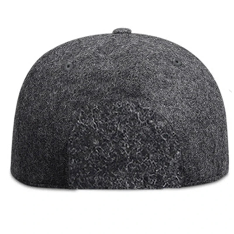 Woolen Winter Full Closed Fitted Cap Hat New York Size Trucker Men Bill Hip Hop Solid Baseball Blank Flat Visor Brim Era