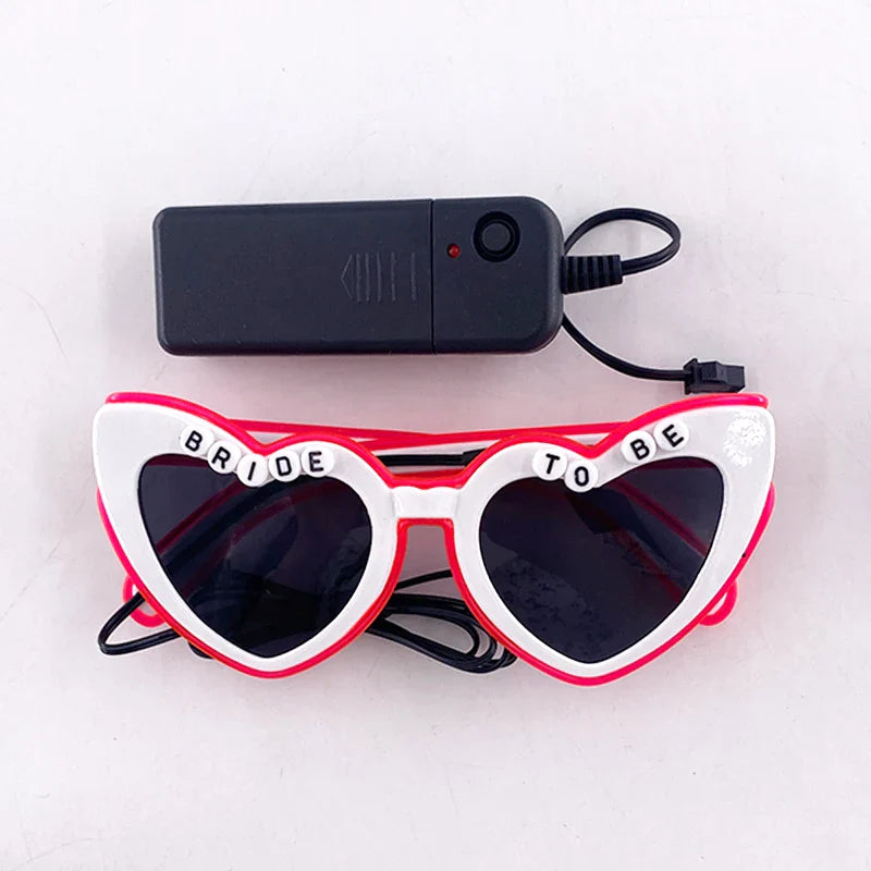 LED Just Married Glasses Wedding Bride To Be Surprise Gift Couple Glasses Souvenirs Glowing Heart Glasses Married Sunglasses