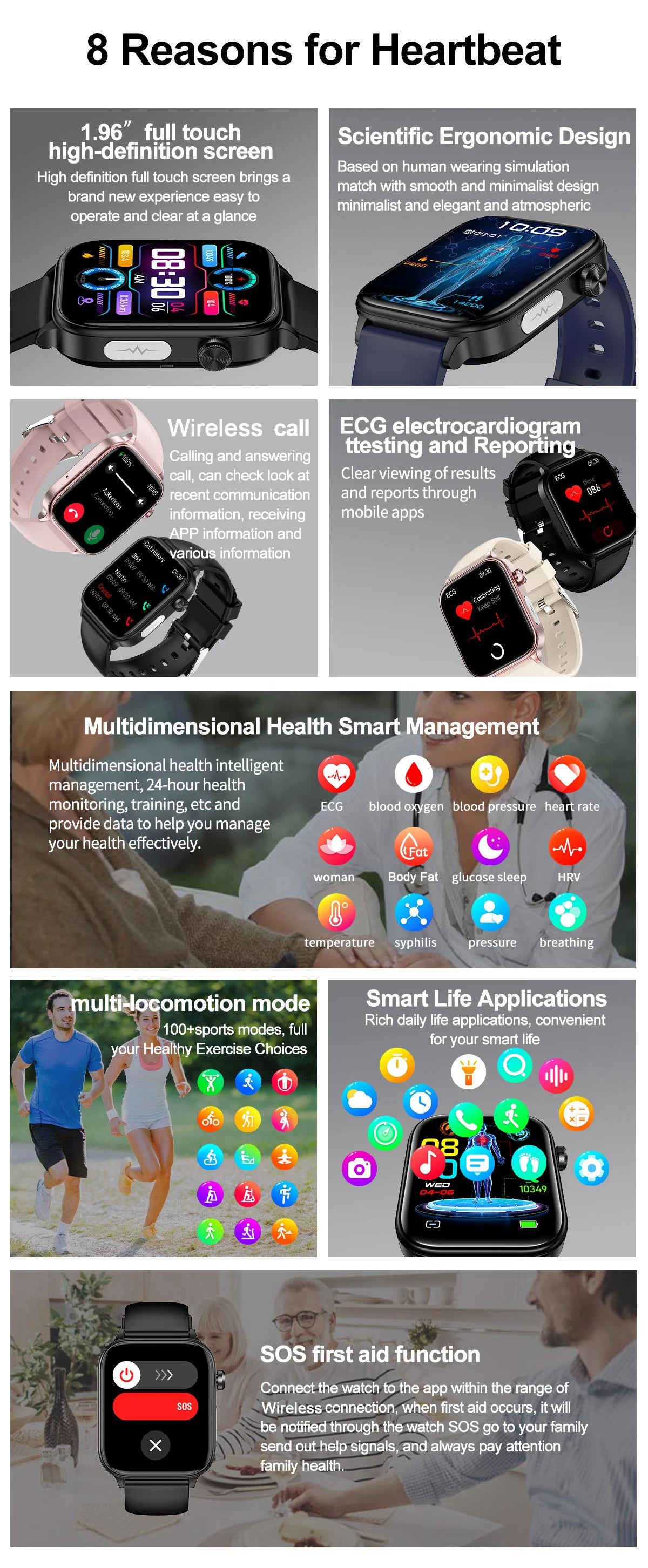 LIGE ECG+PPG Smart Watch Women Blood Lipid Uric Acid AI Diagnostic Detector Body Temperature Female Menstrual Health Tracker New