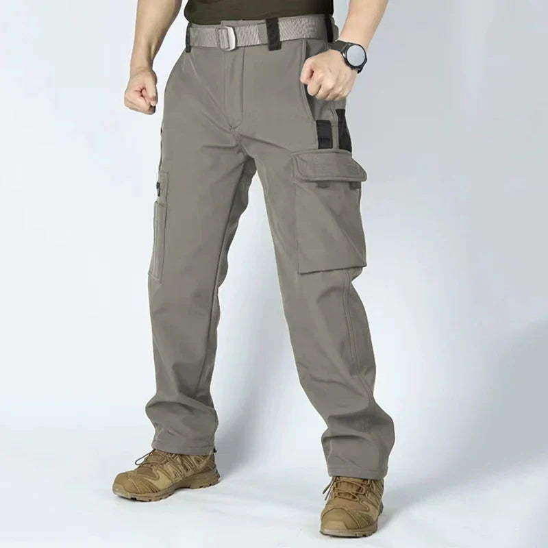 Winter Outdoor Work Sets Mens Field Training Jackets Multi-Pocket Fleece Cargo Pants Tactical Waterproof Camping Tracksuits Set