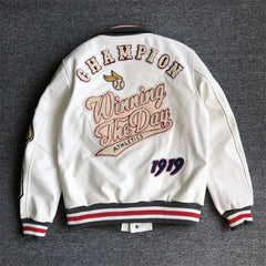Men's spring and autumn baseball uniform Y2K retro trend leather jacket heavy