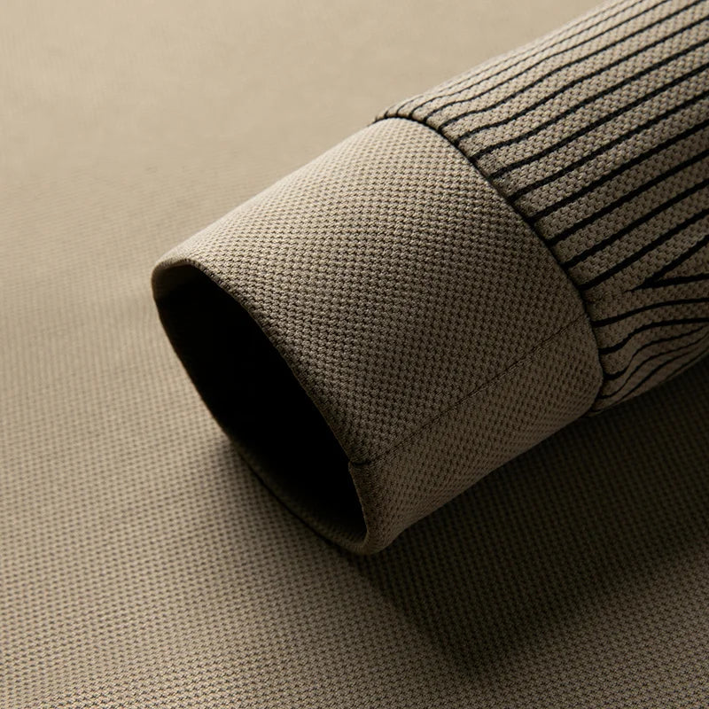 2025 New Men's Casual and Fashionable Long Sleeved Solid Color Fake Two-piece Polo Shirt Business All Season Versatile Top