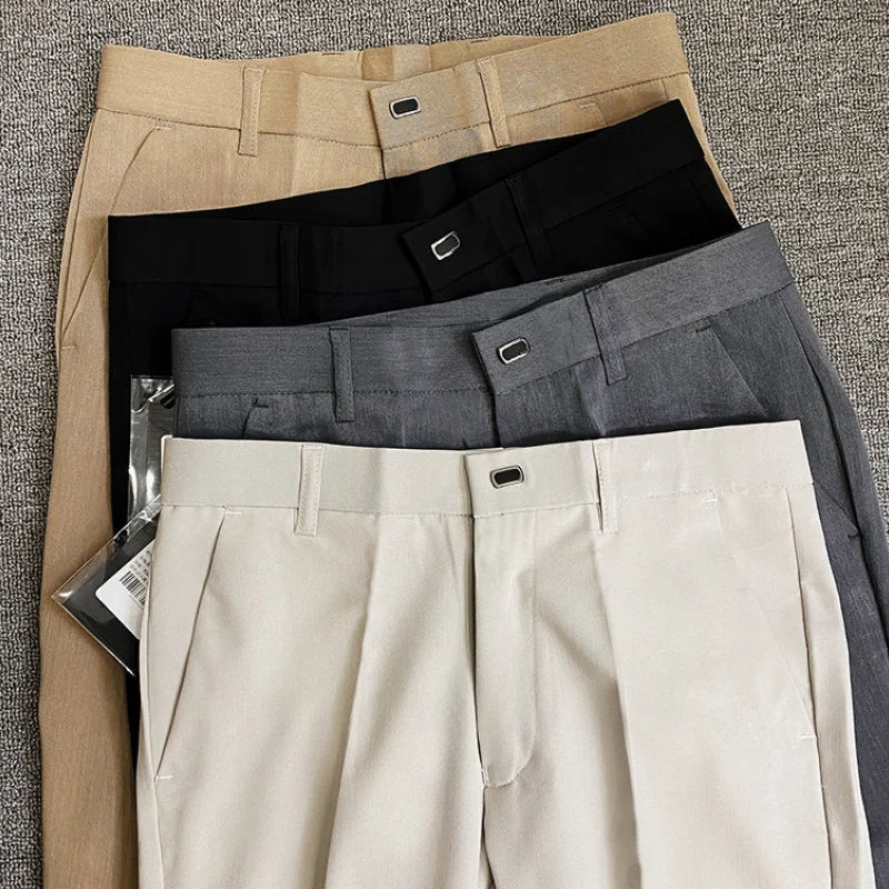 Pants Men's Non-iron Casual Trousers Formal Slim Fit Stretch Calça Masculina